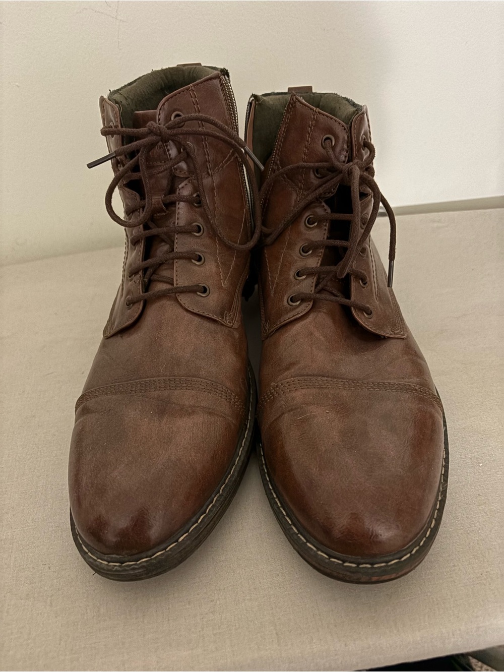 Men's Brown Leather Lace-Up Boots